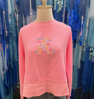 Neon Pink Advocate For Agriculture Slight Crop Corded Crew