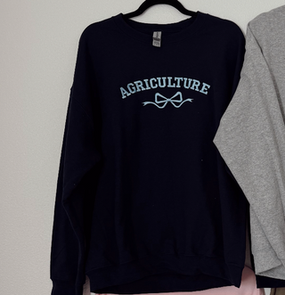 Embroidered Agriculture Bow - Navy and Light Blue