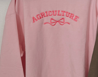 Embroidered Agriculture Bow -Pink