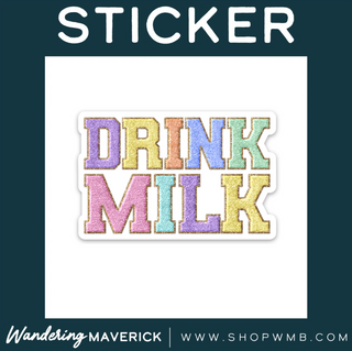 Faux Chenille Drink Milk- Vinyl Sticker