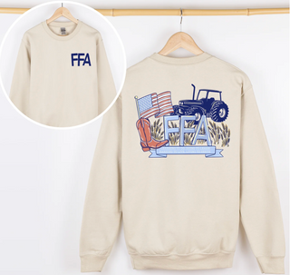 FFA Tractor - Cream - Pink Friday Crewneck