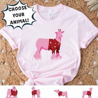 VALENTINES SWEATER - CHOOSE YOUR ANIMAL - Bella Canvas T-Shirt