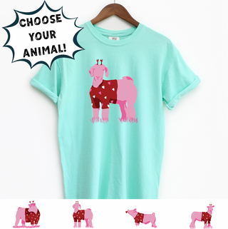 VALENTINES SWEATER - CHOOSE YOUR ANIMAL – Comfort Colors T-Shirt
