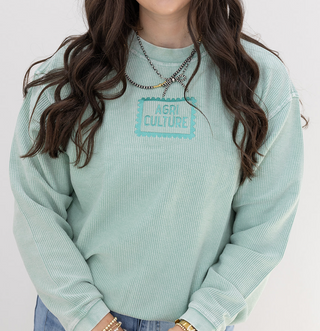 Dusty Blue Stamp - Corded Crewneck - SALE!