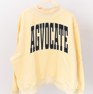 Butter Yellow - AGVOCATE Polka Dot Mock Neck Sweatshirt
