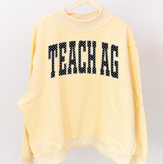 Butter Yellow - TEACH AG - Polka Dot Mock Neck Sweatshirt