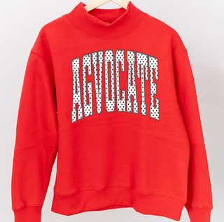 Red - AGVOCATE - Polka Dot Mock Neck Sweatshirt