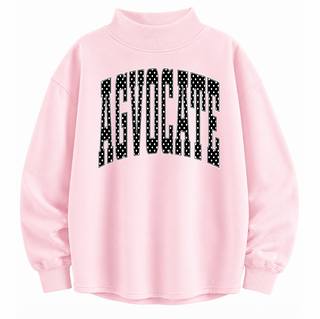 Light Pink- AGVOCATE - Polka Dot Mock Neck Sweatshirt
