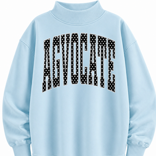 Light Blue - AGVOCATE - Polka Dot Mock Neck Sweatshirt