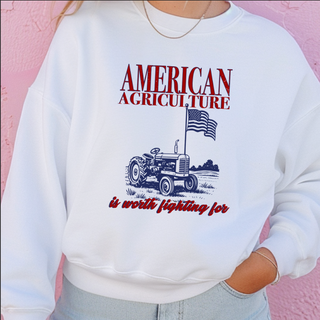 Patriotic - American Agriculture Is Worth Fighting For – Crewneck