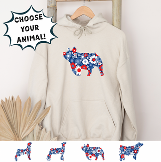 Patriotic Daisy-CHOOSE YOUR ANIMAL– Hoodie