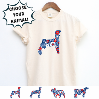 Patriotic Daisy-CHOOSE YOUR ANIMAL– Comfort Colors T-Shirt