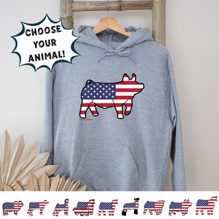 Patriotic Flag-CHOOSE YOUR ANIMAL– Hoodie