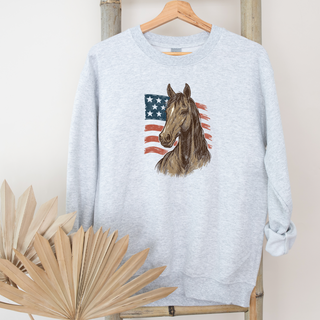 Patriotic Horse Flag– Crewneck