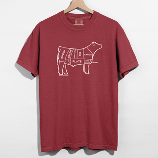 Beef Cuts White Ink– Comfort Colors T-Shirt