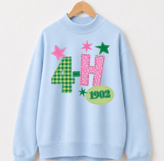 4-H Star Patched Mock Neck - Light Blue