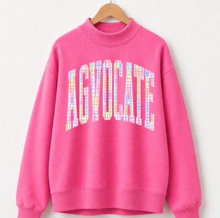 Colorful Plaid AGVOCATE Mock Neck - Hot Pink