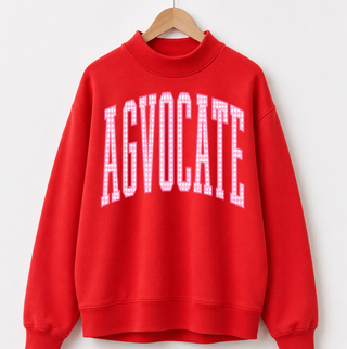Pink Checkered AGVOCATE Mock Neck - Red