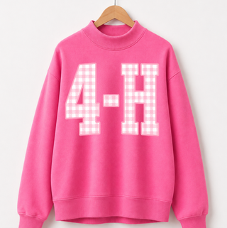 Pink Checkered 4-H Mock Neck - Hot Pink