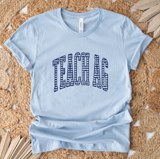 Blue Plaid Teach AG- Bella Canvas T-Shirt