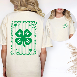 4-H Stripe/Bow– Comfort Colors T-Shirt - Front & Back