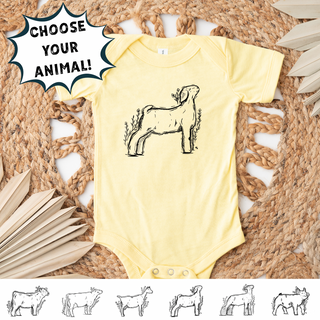 Floral Sketch-CHOOSE YOUR ANIMAL- Infant/Toddler/Youth
