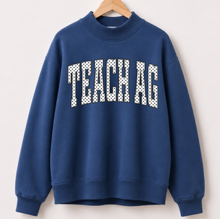 Polka Dot Teach Ag - Navy Mock Neck