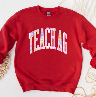 Colorful Plaid Teach Ag– Crewneck