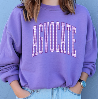 Purple Plaid Agvocate– Crewneck