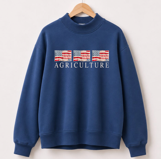 PREORDER Agriculture Patchwork Navy Mock Neck - Ships 10/15