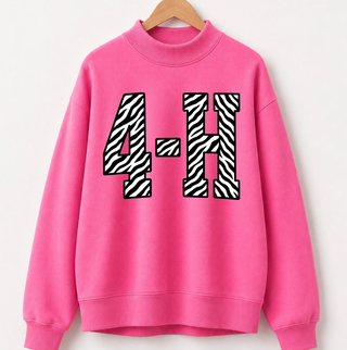 PREORDER - Hot Pink Zebra 4-H Mock Neck - Ships 10/15