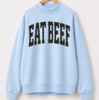 PREORDER - Polka Dot Eat Beef | Light Blue | Mock Neck - **Starts Shipping 10/31**