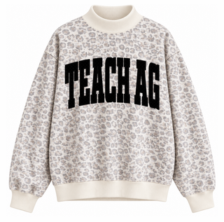 PREORDER!!! - Black Varsity TEACH AG | Grey Leopard | Mock Neck - **Starts Shipping 11/30**