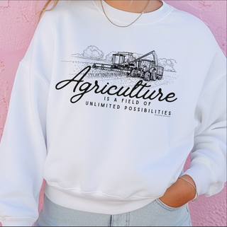 Agriculture is a Field of Unlimited Opportunities Black Ink - Crewneck