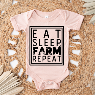 Eat Sleep Farm Repeat Black Ink - Infant/Toddler/Youth