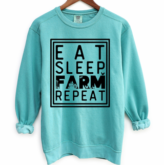 Eat Sleep Farm Repeat Black Ink - Crewneck