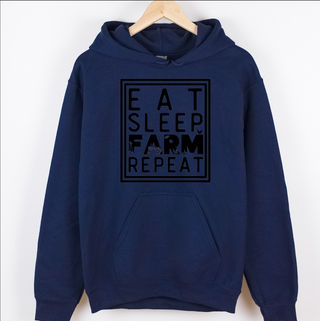 Eat Sleep Farm Repeat Black Ink - Hoodie