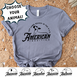 RAISED IN THE USA - CHOOSE YOUR ANIMAL - Bella Canvas T-Shirt