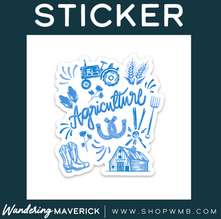 WATERCOLOR AGRICULTURE BLUE-  Vinyl Sticker