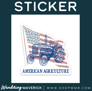 AMERICAN AGRICULTURE TRACTOR FLAG -  Vinyl Sticker
