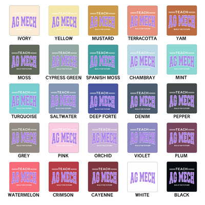 Teach Ag Mech Build The Future Purple Ink ComfortWash/ComfortColor T-Shirt (S-4XL) - Multiple Colors!