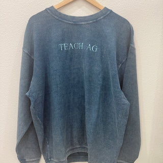 Icy Blue TEACH AG Navy Corded Crewneck