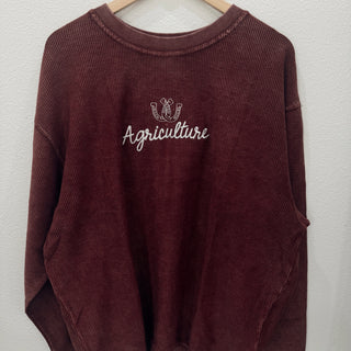 Agriculture Horseshoe Maroon Corded Crewneck