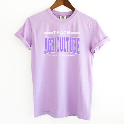 Teach Agriculture Educate The Future Purple Ink ComfortWash/ComfortColor T-Shirt (S-4XL) - Multiple Colors!