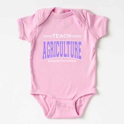 Teach Agriculture Educate The Future Purple Ink One Piece/T-Shirt (Newborn - Youth XL) - Multiple Colors!