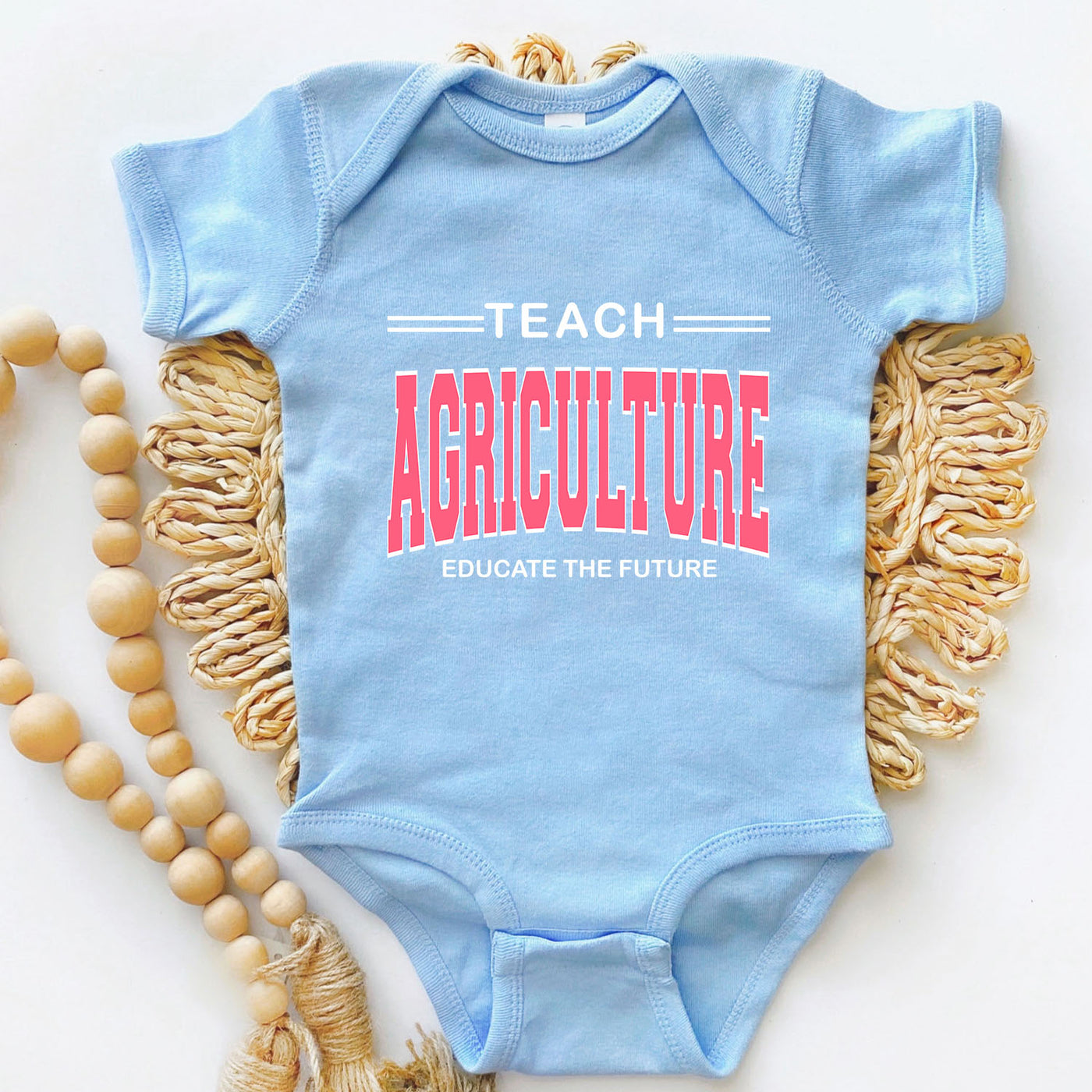 Teach Agriculture Educate The Future Pink Ink One Piece/T-Shirt (Newborn - Youth XL) - Multiple Colors!