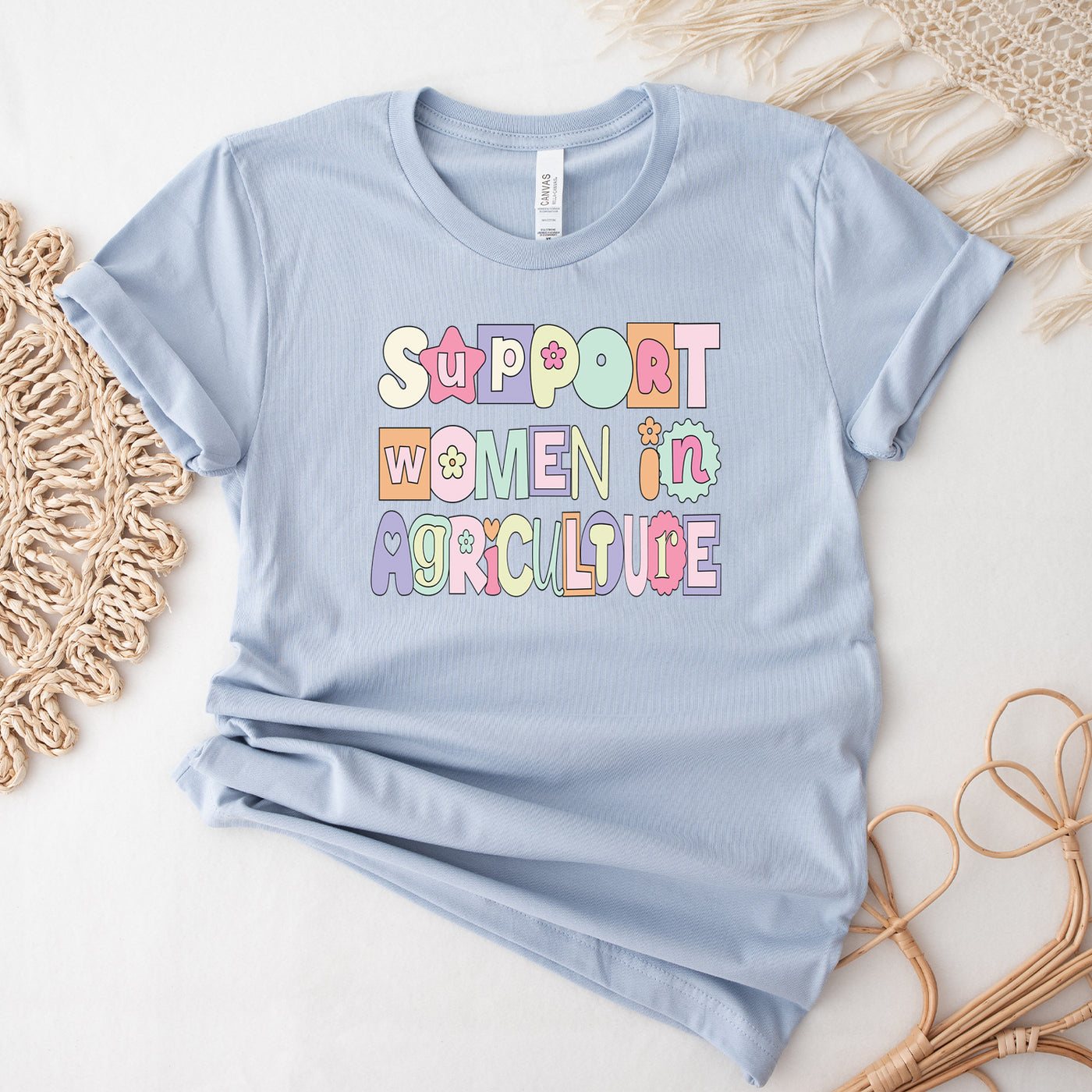Pastel Support Women In Agriculture T-Shirt (XS-4XL) - Multiple Colors!