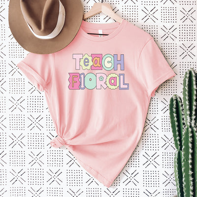 Pastel Teach Floral T-Shirt (XS-4XL) - Multiple Colors!