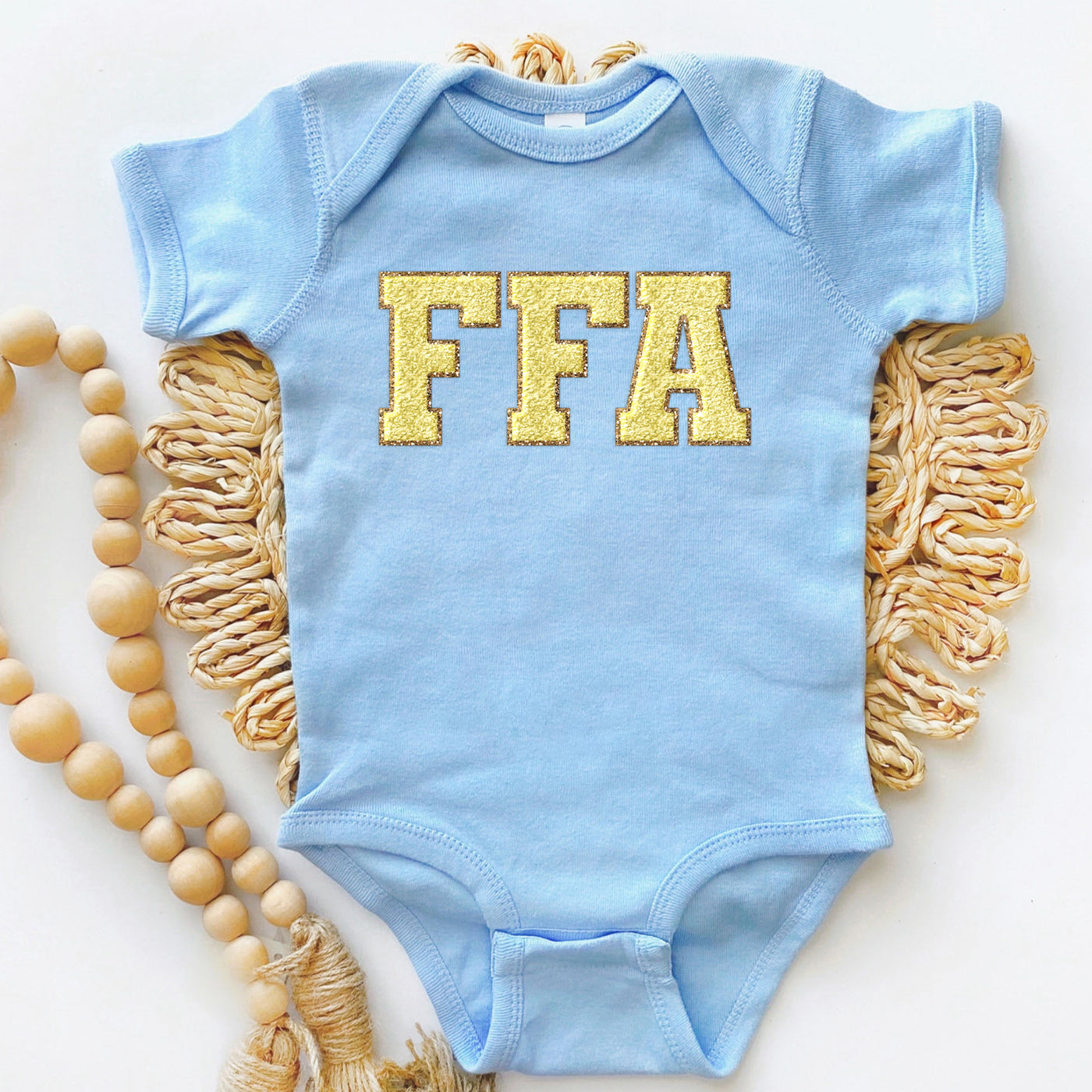 Faux Chenille FFA Yellow One Piece/T-Shirt (Newborn - Youth XL) - Multiple Colors!