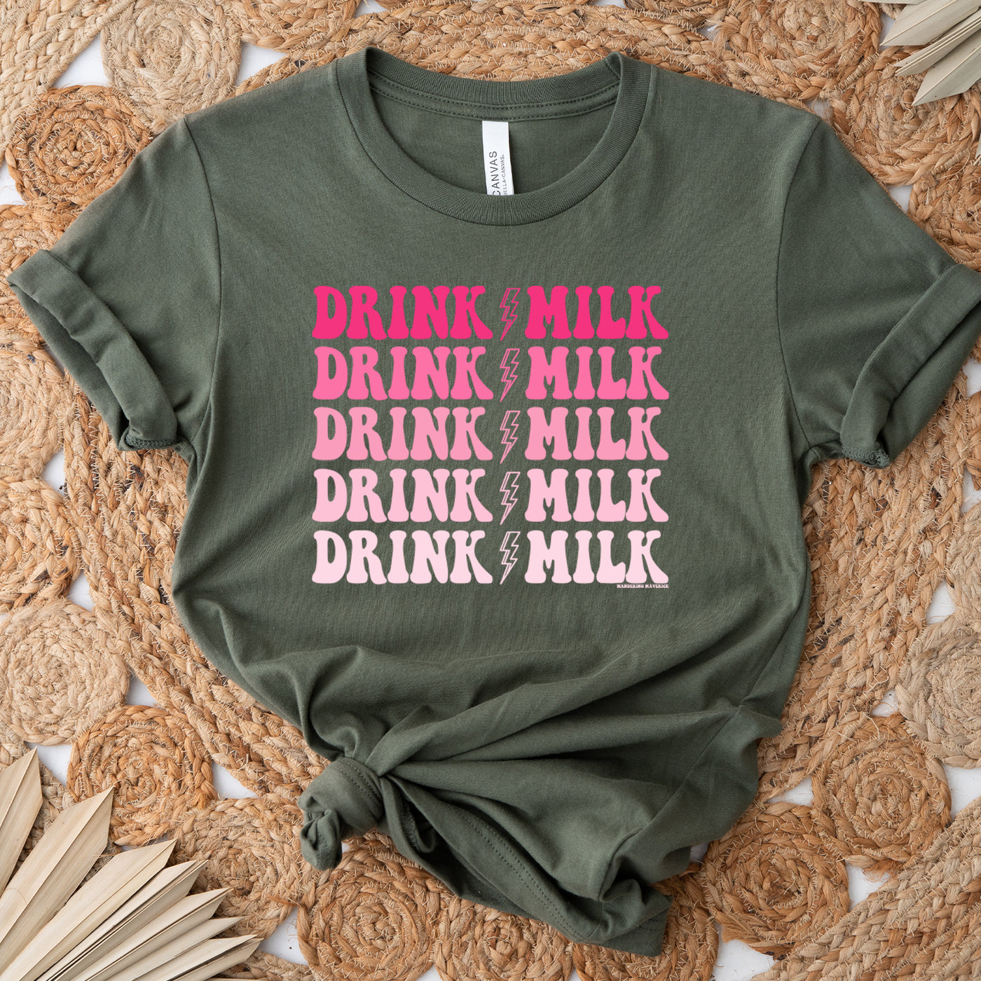 Drink Milk Lightning Bolt Pink T-Shirt (XS-4XL) - Multiple Colors!